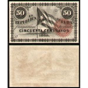 1869 Cuban Note 50 Cents Rep. de Cuba, no serial