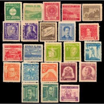 1937 SC 340-354, C24-29, E10-11 Escritores y Artistas Full Set of 23 stamps