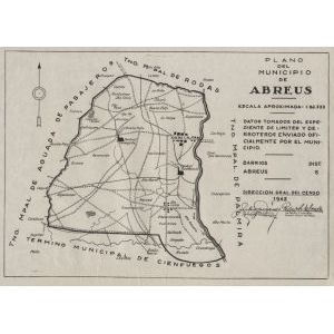 Abreus, Cuba Mapa del Municipio, 1943 Original