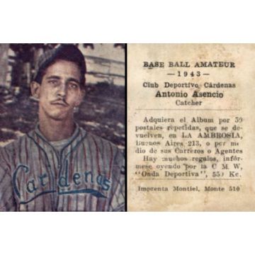 Antonio Asencio Cardenas Baseball Card 1943 - Cuba
