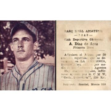A. Diaz de Arce Cardenas Baseball Card 1943 - Cuba