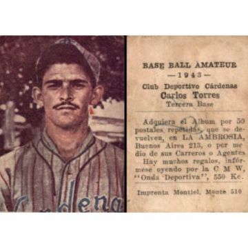 Carlos Torres Cardenas Baseball Card 1943 Cuba