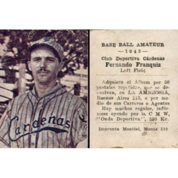 Fernando Franquiz Cardenas Baseball Card 1943 - Cuba