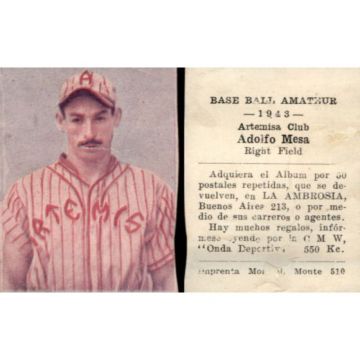 Adolfo Mesa Artemisa Baseball Card 1943 - Cuba