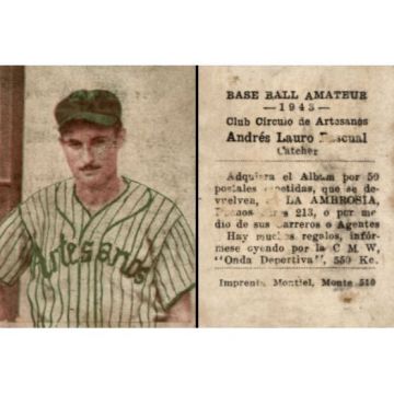 Andres Lauro Pascual Circulo de Artesanos Baseball Card 1943 - Cuba