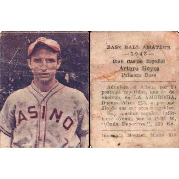 Arturo Hoyos, Casino Espanol Baseball Card 1943 - Cuba