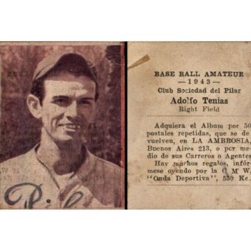 Adolfo Tenias, Pilar Baseball Card 1943 - Cuba