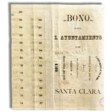 Ayuntamiento de Santa Clara, 1887, Bond Certificate
