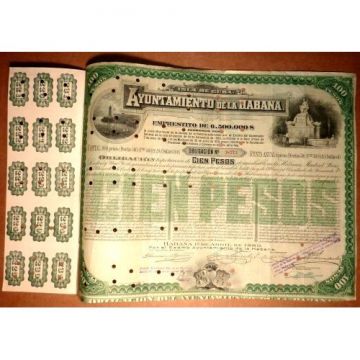 Ayuntamiento de La Habana, 1889, Bond Certificate