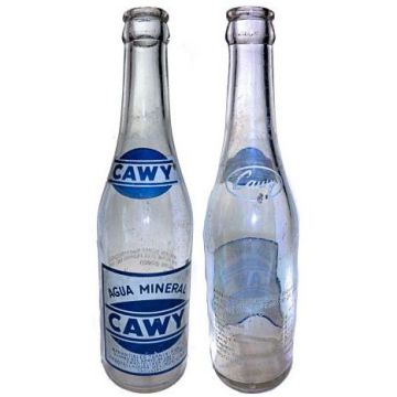 Bottle Cawy water, Cuban vintage empty bottle.