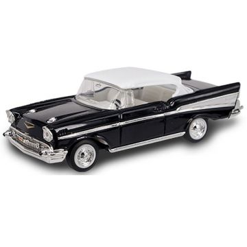 1957 Chevrolet Bel Air 2-Door Hard Top Diecast Car Model Replica, Black/White, 1:43 Scale
