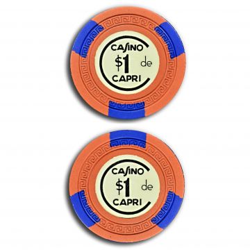 Casino Capri chip $ 1 - Red-rust, Blue