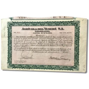 Agricola Del Yumuri SA, 1951, Accion, Stock Certificate