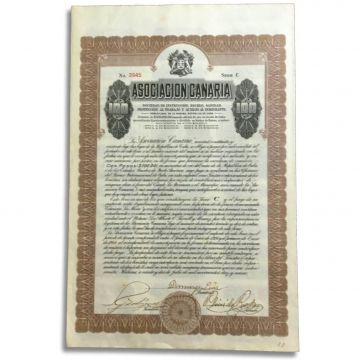Asociacion Canaria, 1919, Certificado Bono Hipotecario, Bond Certificate
