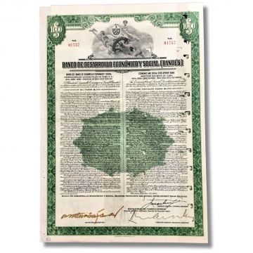Banco De Desarrollo Economico y Social -BANDES, 1955, Certificado Bono, Bond Certificate