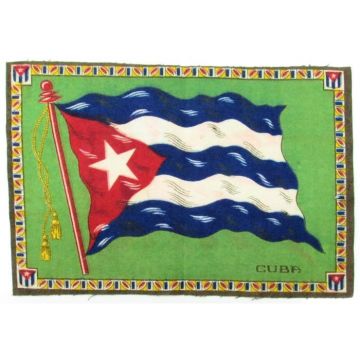 Flannel Cuban Flag, 10 x 7 inches green background. Bandera Cubana
