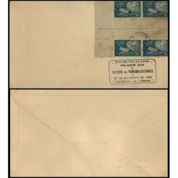 First Day Cover Oversized Env. Cuba 1945-12-27 b