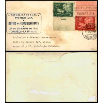 First Day Cover Stamp, Retiro de Comunicaciones Cuba 1945-12-27 d