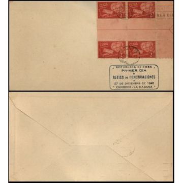 First Day Cover Oversized Stamp Cuba 1945-12-27