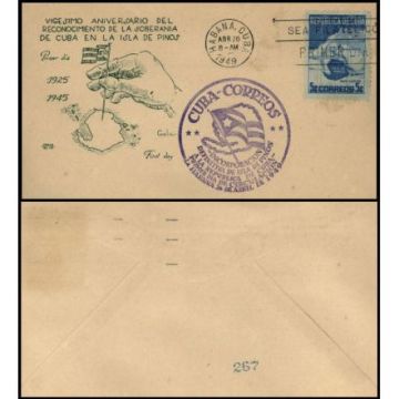 First Day Cover Stamp, Isla de Pinos, Cuba 1949-04-26 b