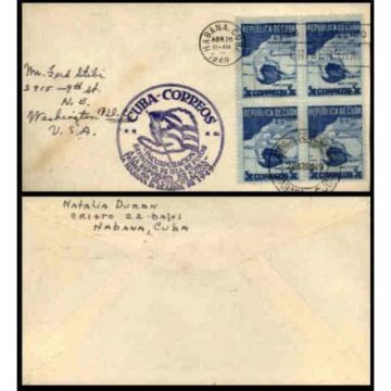 First Day Cover Stamp, Isla de Pinos, Cuba 1949-04-26 c