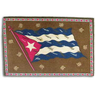 Flannel Cuban Flag, 8 x 5 inches brownish background. Bandera Cubana