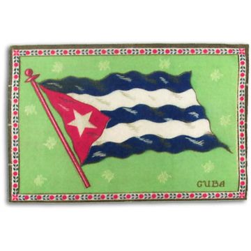 Flannel Cuban Flag, 8 x 5 inches light green background. Bandera Cubana