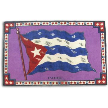 Flannel Cuban Flag, 8 x 5 inches solid lilac background. Bandera Cubana