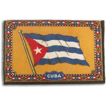 Flannel Cuban Flag, 8 x 5 inches solid orange background. Bandera Cubana