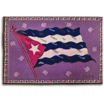 Flannel Cuban Flag, 8 x 5 inches lilac background. Bandera Cubana