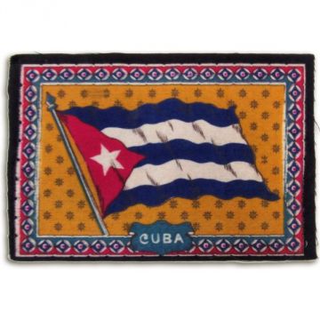 Flannel Cuban Flag, 8 x 5 inches golden background. Bandera Cubana