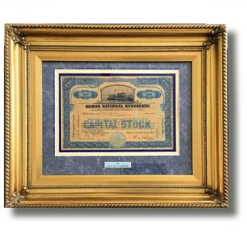 Cuban National Syndicate, 1936, Framed Stock Certificate s