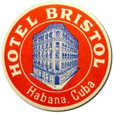 Cuban Luggage label, Hotel Bristol, Habana