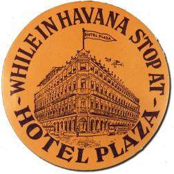 Cuban Luggage label, Hotel Plaza - orange