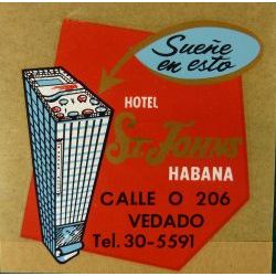 Cuban Luggage label, Hotel St. Johns, Habana