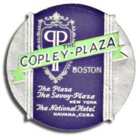Cuban Luggage label, The National Hotel assoc. to Copley-Plaza