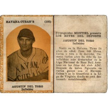 Agustin del Toro, Propagandas Montiel Cuban Baseball Card #105