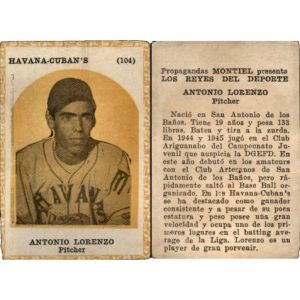 Antonio Lorenzo, Propagandas Montiel Cuban Baseball Card #104