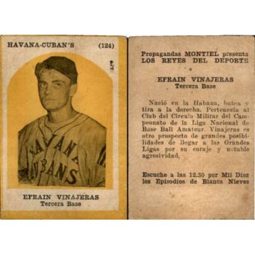 Efrain Vinajeras, Propagandas Montiel Cuban Baseball Card #124