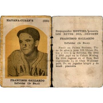 Francisco Gallardo, Propagandas Montiel Cuban Baseball Card #121