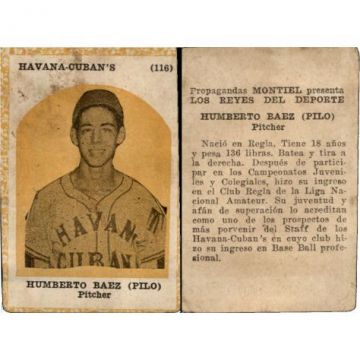 Humberto Baez (Pilo), Propagandas Montiel Cuban Baseball Card #116