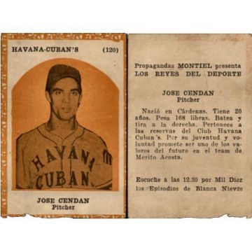 Jose Cendan, Propagandas Montiel Cuban Baseball Card #120