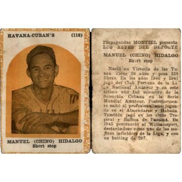 Manuel (Chino) Hidalgo, Propagandas Montiel Cuban Baseball Card #118