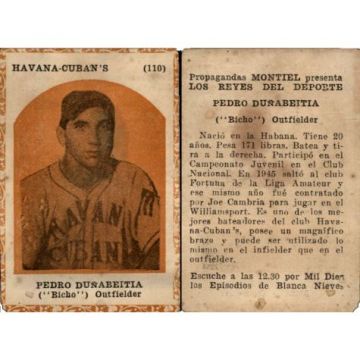 Pedro (Richo) Dunabeitia, Propagandas Montiel Cuban Baseball Card #110