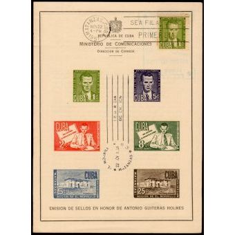 1951 Philatelic sheet, Antonio Guiteras