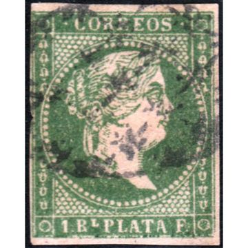 1857 SC 13 Cuba Stamp 1 Real de Plata, (Used)