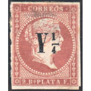 1860 SC 15 Cuba Stamp 2 Real de Plata, Y &frac14; (Used)