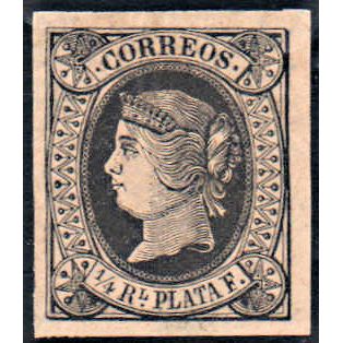 1864 SC 17 Cuba Stamp 1 Cuarto de Real de Plata, (New)