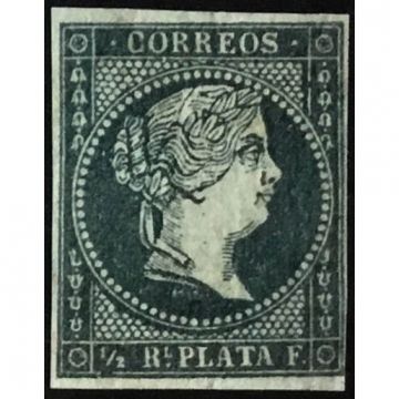 1855 SC 1 Cuba Stamp Medio Real de Plata, (Unused)