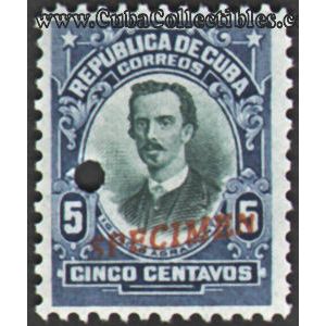 1910 Cuba Scott 242 Stamp 5 Cents SPECIMEN Ignacio Agramonte